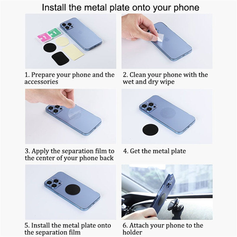 Car Phone Mount Magnetic Dashboard Alloy Fits Samsung iPhone etc