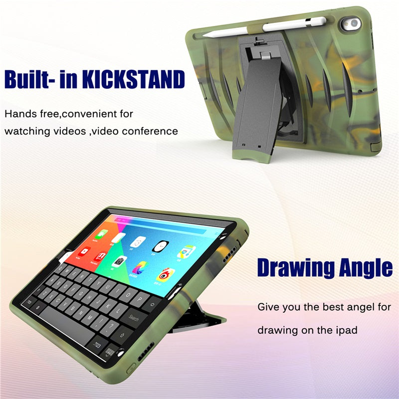 Shock Wave Kickstand Case Anti-Fall Protection With Pencil Holder For 10.5inch iPad Air3/iPad Pro10.5-Camouflage