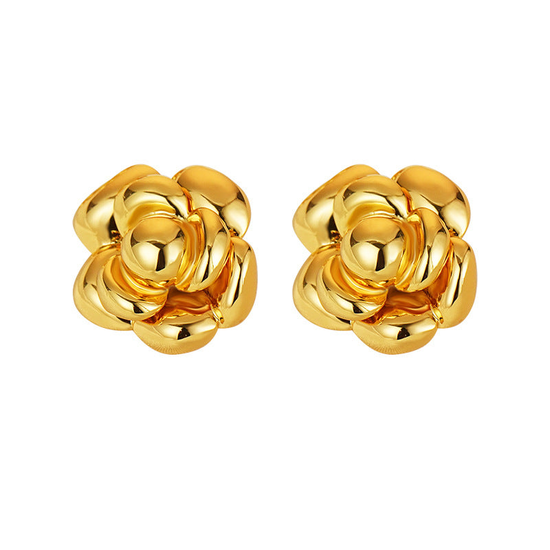 Vintage Rose Flower Stud Earrings Hypoallergenic For Women
