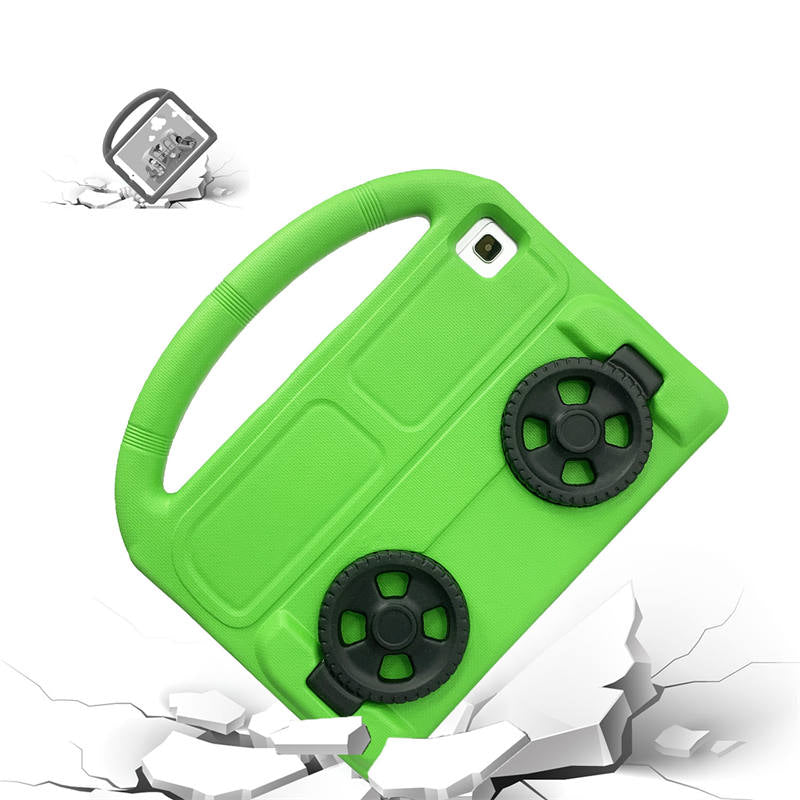 Wheel Samsung Tablet Case For Tab S P6 Lite/A7 (2020)/S5E (2019) Shockproof Stand Cover With Handle Stand-Green