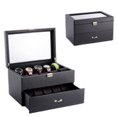 Home & LivingWatch Organizer Box with Drawer Display Case For Men Carbon Fiber Faux Leather Design