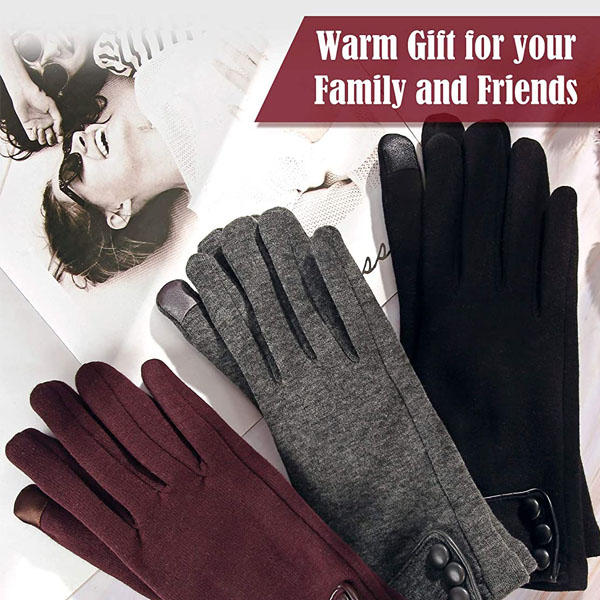 3 Pairs Women Winter Gloves Warm Touchscreen Windproof Gloves-BlackGrayBrown
