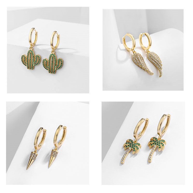 9 Pairs Coconut Cactus Earrings Set Elegant Stud for Girls and Women