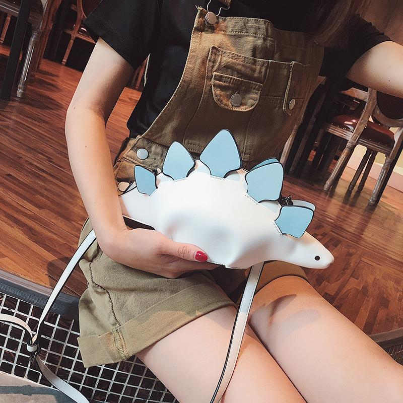 Dinosaur Shoulder Purses PU Stegosaurus CrossBody Bag for Girl Women-White