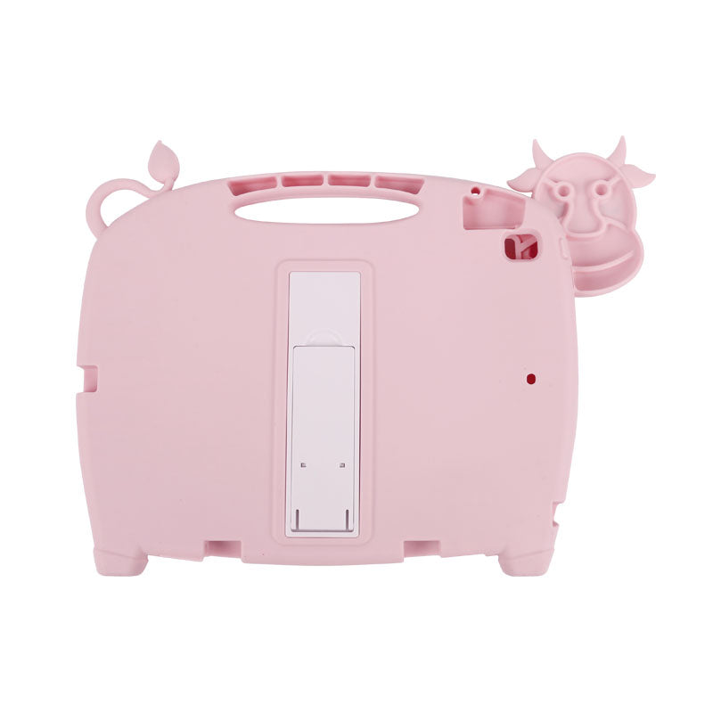 Cow Kid iPad Case Soft Silicone Tablet Cover With Handles Stand For iPad 7 10.2/iPad Pro 10.5/iPad Air3-Pink