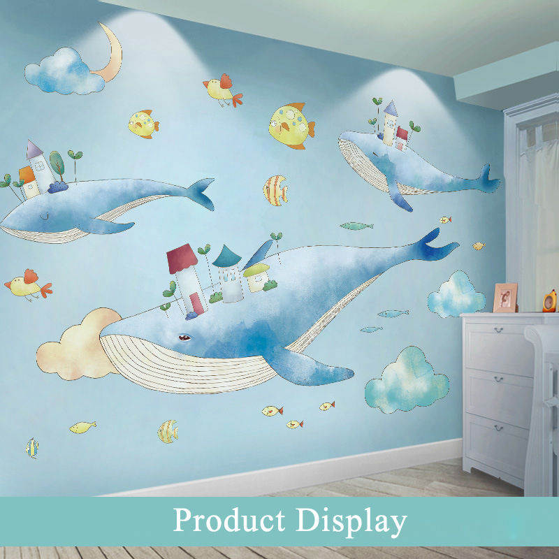 Creative Cartoon Removable 3D Wall Stickers Whale Flying In The Air Decoration For Children Room-04