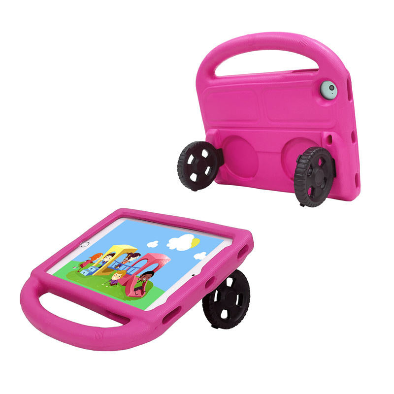 Wheel iPad Case For iPad Mini 1/2/3/4/5 Shockproof Stand Cover With Handle Stand-Rose