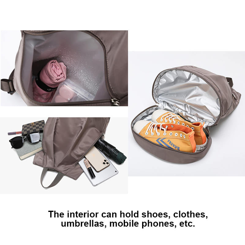 Gym Backpack with Shoe Compartment Wet Pocket for Women Travel Sports-Khaki