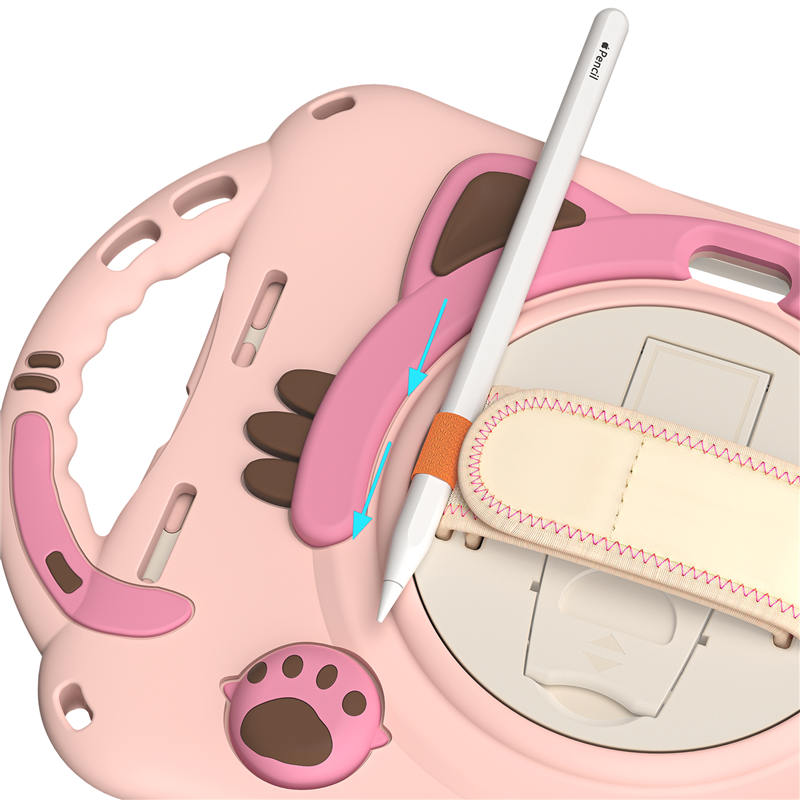 CatA iPad Silicone Case For iPad Mini 6 Built-in Handle Stand With a Strap-Pink