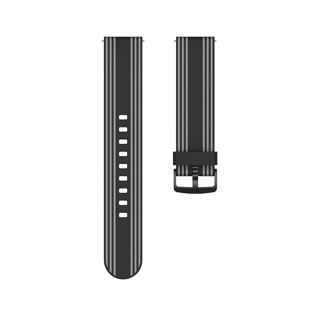 Silicone Band Striped Watch Band For Samsung Galaxy Watch 42/46mm Gear S3 Frontier/Classic(Black Gray)
