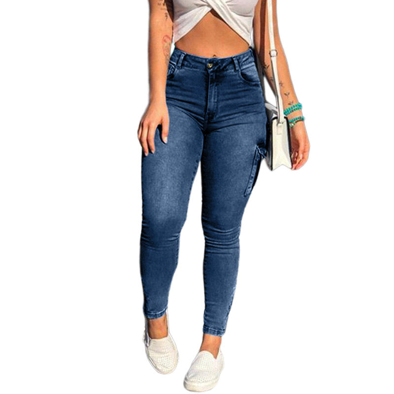 Womens High Rise Skinny Denim Pants Stretchy Comfy Classic Jeans-Dark Blue
