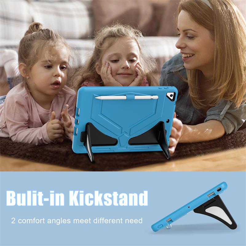 Tablet Case Rugged with Kickstand for iPad 6th/5th Generation 2018/2017-LightBlue