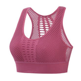 Hollow out Sport Bra Breathable Low Impact Wireless Crop Vest-Pink