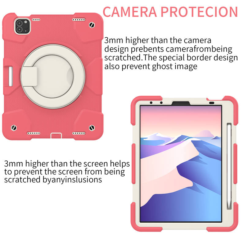 iPad Case For iPad Air 5 with 360¡ãSwivel Stand-Begonia Red