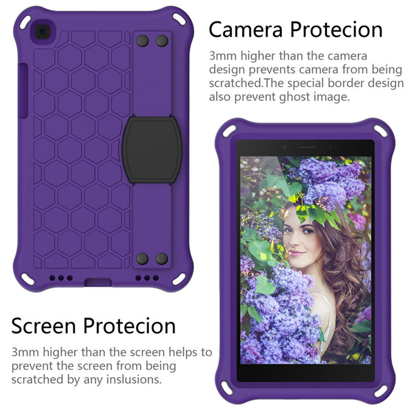 Hive SamSung Tab A 8.0 T290/T295 (2019) Tablet Case Durable Stand Cover With Shoulder Strap-PurpleBlack