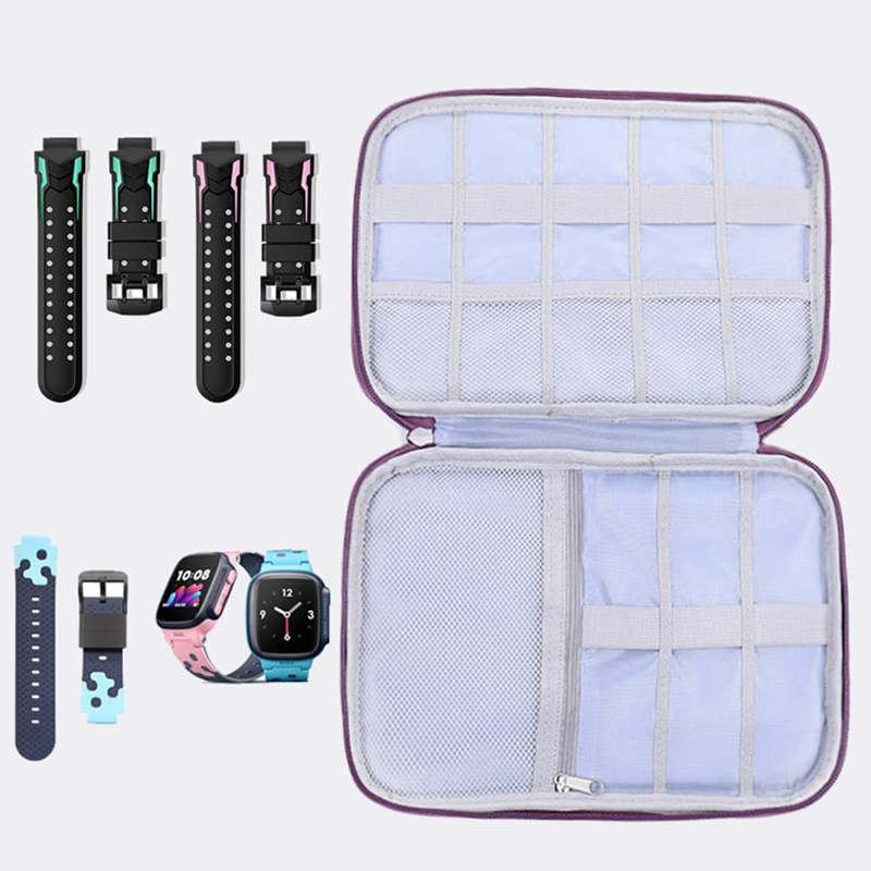 Watch Bands Storage Bag 10-15 Watch Strap Organizer Waterproof Travel Wirstband Pouch for iWatch Bands and Accessories-Grey