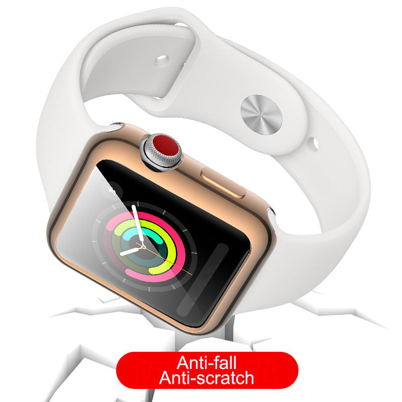 TPU Plated Cover Scratch-Proof Smartwatch Protective Case for iWatch Series SE/6/5/4/3/2/1-RoseGold