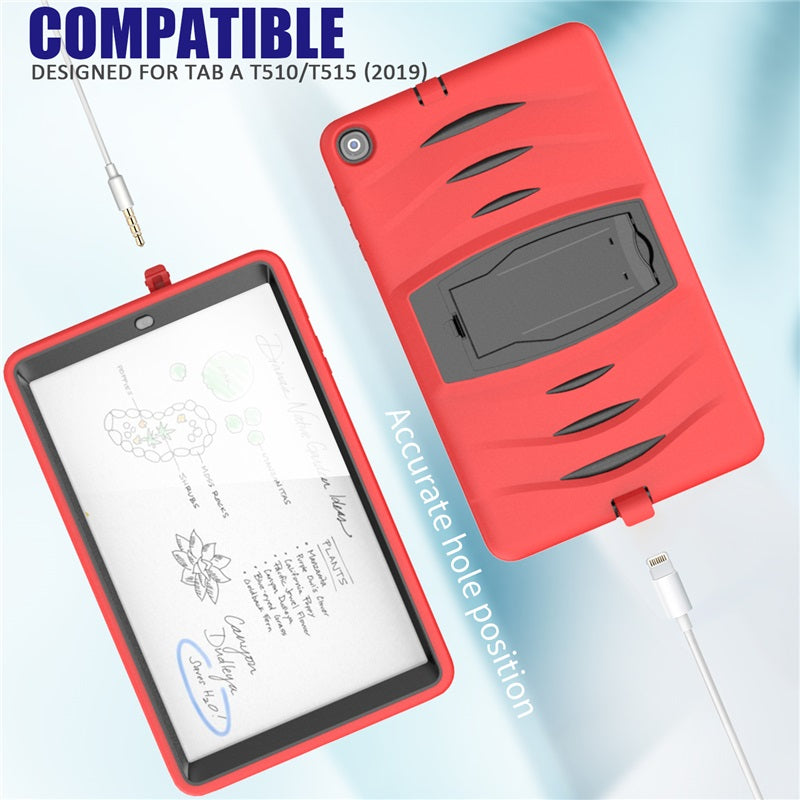 Shock Wave Kickstand Case Anti-Fall Protection For Samsung Tab A 10.1 T510/T515(2019)-Red