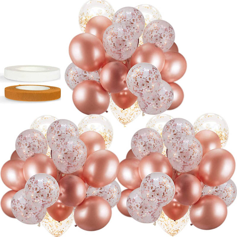 60 PACK Rose Gold Balloons + Confetti Balloons Rosegold Balloons for Parties Baby Shower Graduation Engagement Wedding