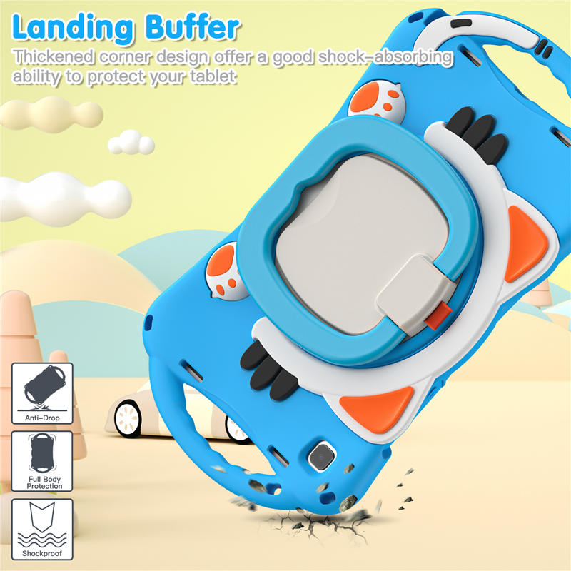 CatB Samsung Tablt Case for Tab A7 10.4 T500/T505/T507/T505N Shockproof Shoulder Strap Handle Stand-Light Blue