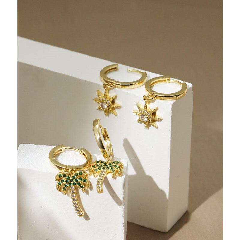 9 Pairs Coconut Cactus Earrings Set Elegant Stud for Girls and Women