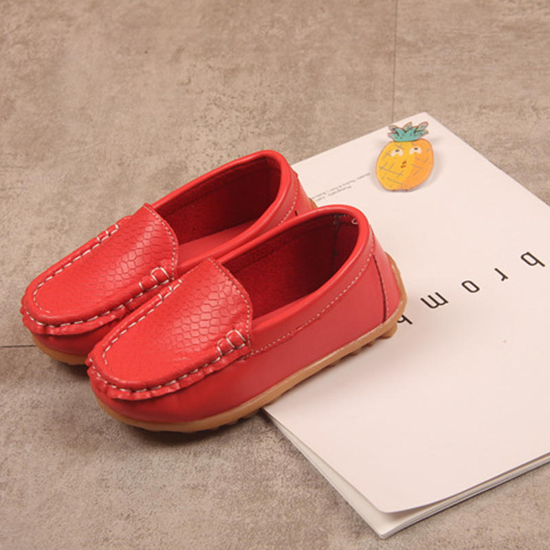 Casual Toddler Flat Shoes Boys Girls Soft Slippery Loafers-Red