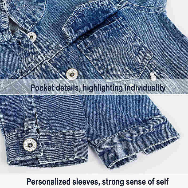 3-9T Little Girls Embroidered Denim Jacket Button Down Long Sleeve Denim Coat-Butterfly