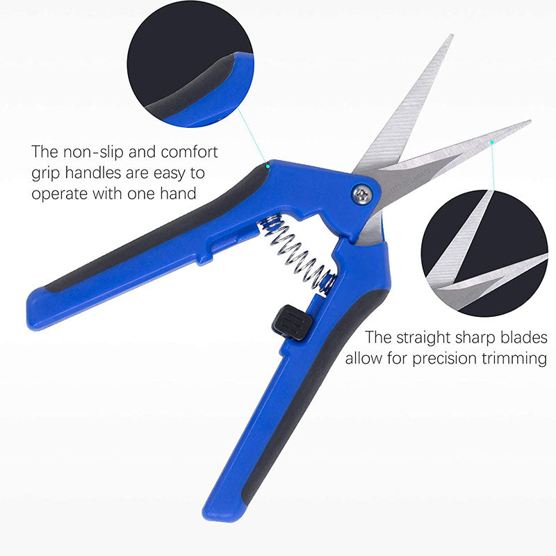 Home & Living165mm Gardening Pruning Shears Hand Scissors with Straight Stainless Steel Blades for Trimming Herbs Flowers Plants -Blue