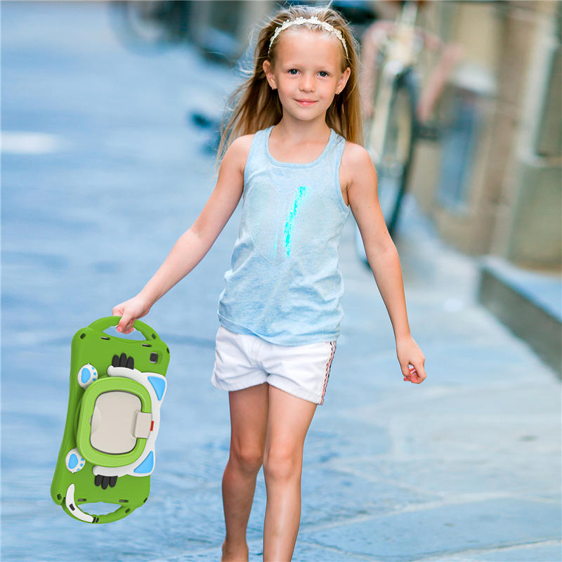 CatB Samsung Tablt Case for Tab A7 10.4 T500/T505/T507/T505N Shockproof Shoulder Strap Handle Stand-Green