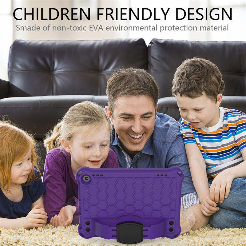 Hive Kindle Fire HD8/HD8 Plus (2020) Tablet Case Durable Stand Cover With Shoulder Strap-PurpleBlack