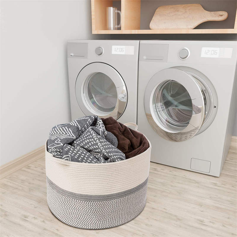 Extra Large Cotton Rope Woven Basket Clothes Storage Basket with Handles
