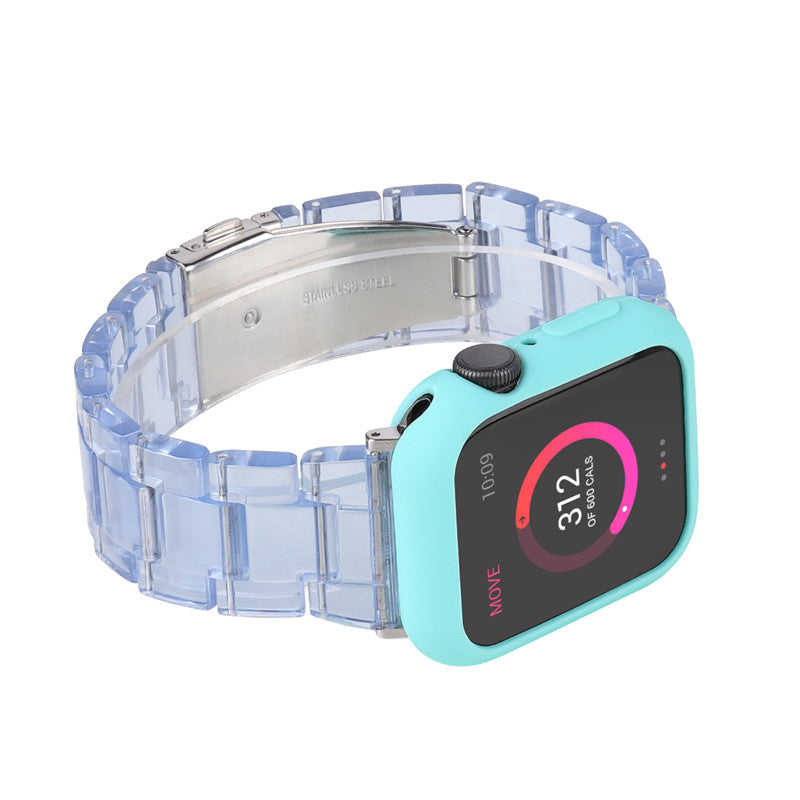 Fashion Resin Candy Watch Band + Watch Case For Apple Watch SE/6/5/4/3/2/1£¨Blue+Mintgreen£©