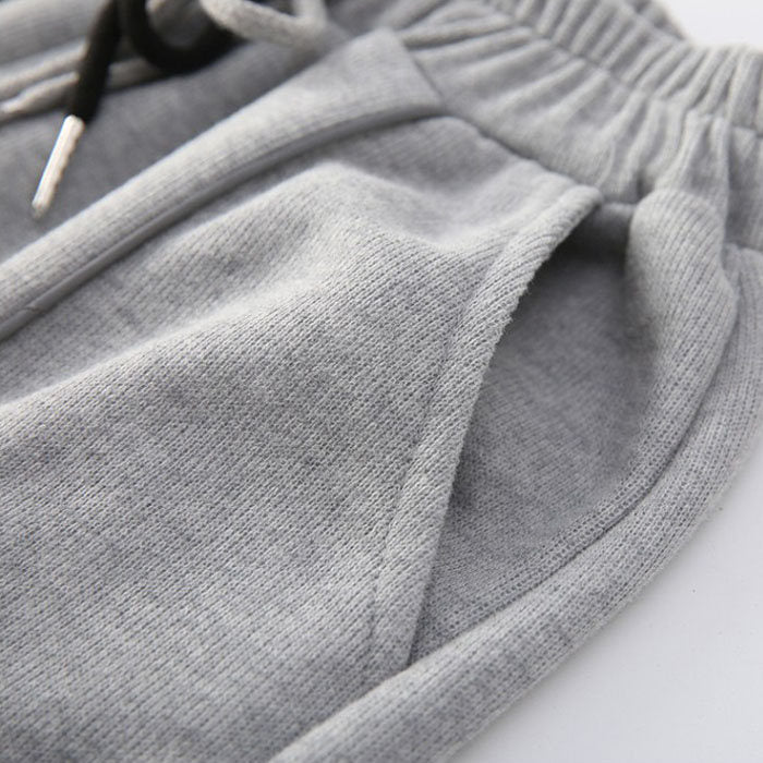 Girls Joggers Long Pants Pockets Outdoor Casual Trousers with Drawstring Three-color Stitching-Gray