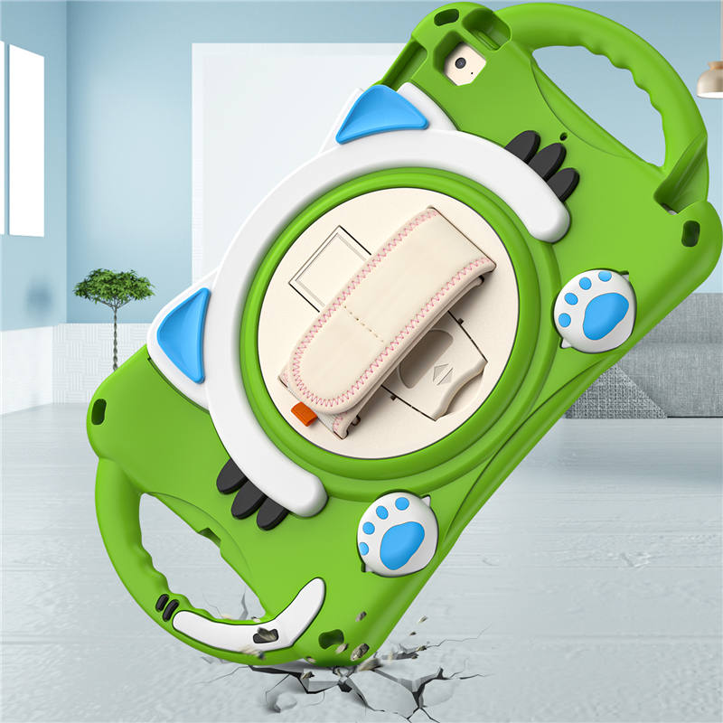 CatA iPad Silicone Case For iPad Mini 5 4 3 2 1 Built-in Handle Stand With a Strap-Green