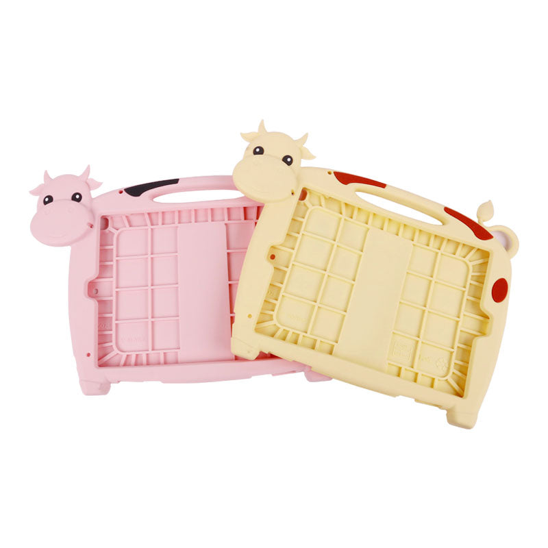 Cow Kid iPad Case Soft Silicone Tablet Cover With Handles Stand For iPad 7 10.2/iPad Pro 10.5/iPad Air3-Yellow