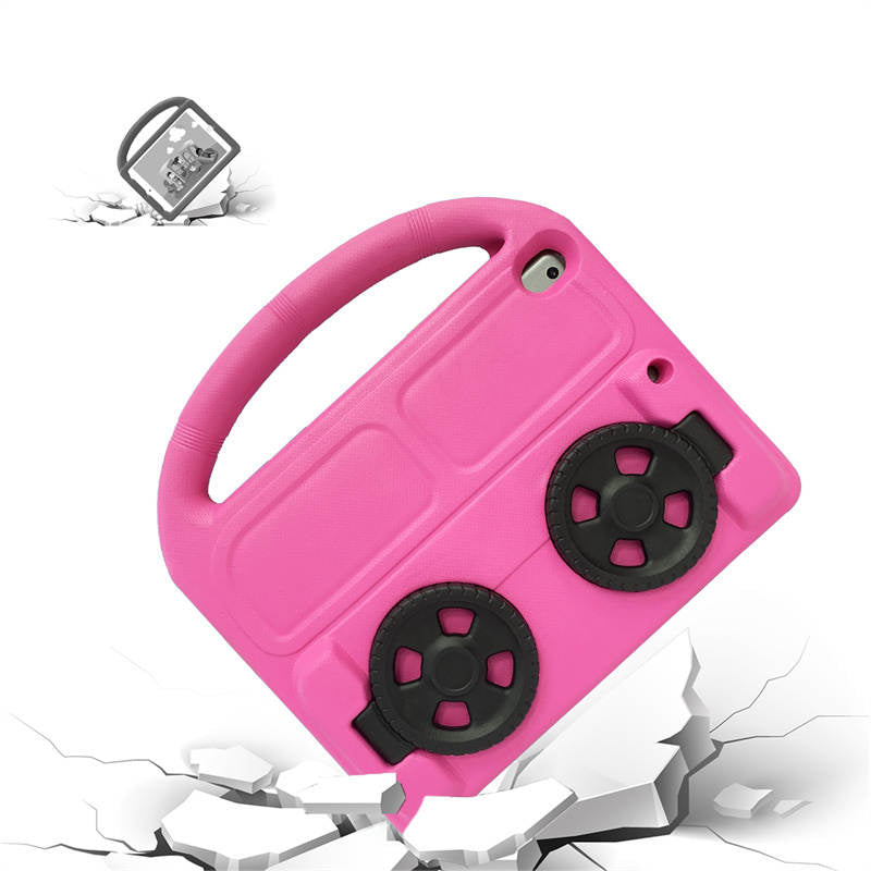 Wheel iPad Case For iPad 7/8/9 Air 3 Pro 10.5 inch Shockproof Stand Cover With Handle Stand-Rose