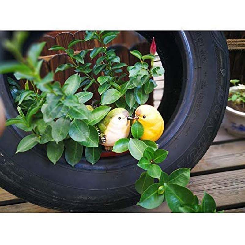 Funny Garden Bird Statue Indoor Outdoor Statues Yard Art Figurines for Patio Lawn House-Yellow Green