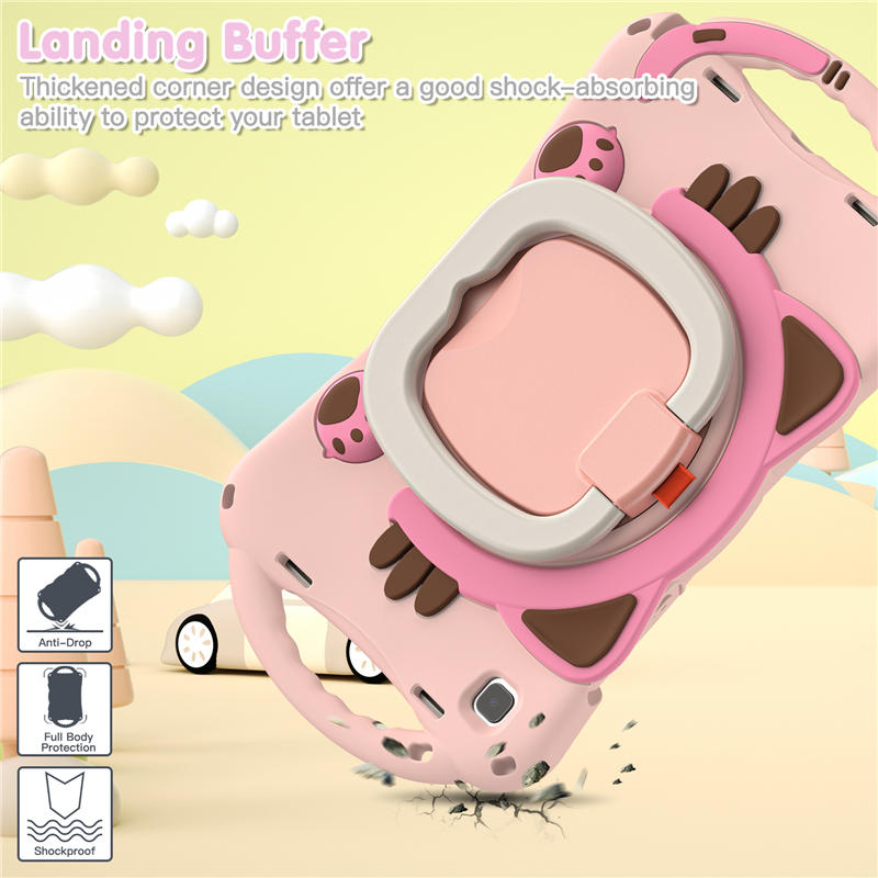 CatB Samsung Tablt Case for Tab A7 10.4 T500/T505/T507/T505N Shockproof Shoulder Strap Handle Stand-Pink