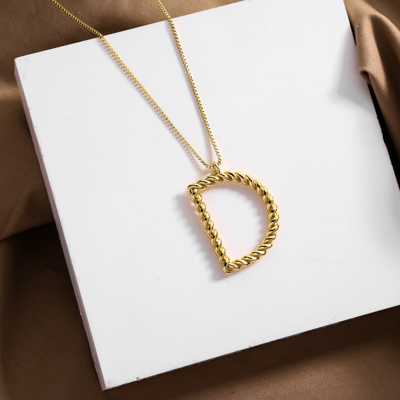 26 Alphabet Twisted Pendant Necklace Personalized Jewelry-D