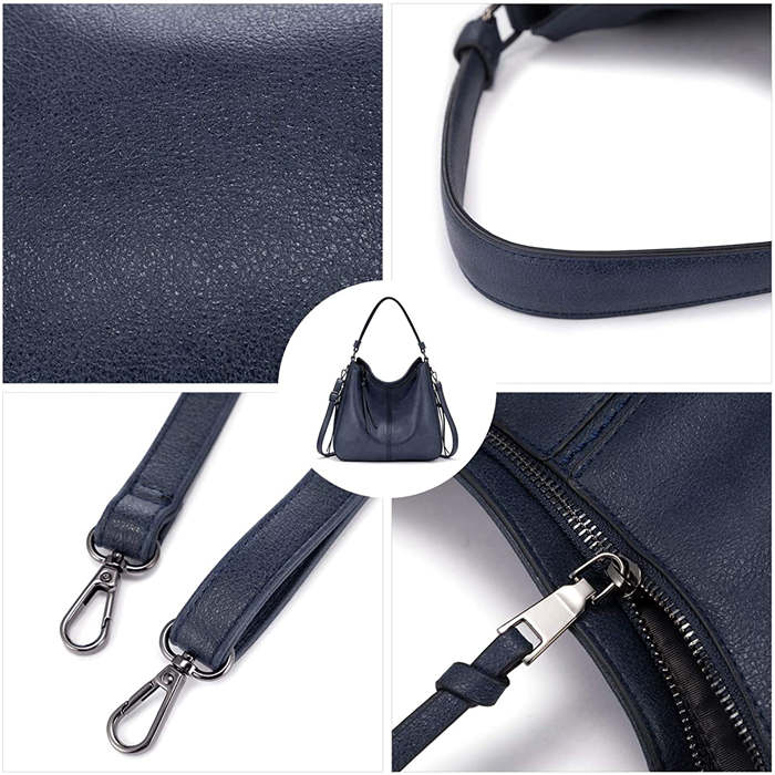 Handbags for Women Large Designer Ladies Hobo bag Bucket Purse Faux Leather-Darkblue