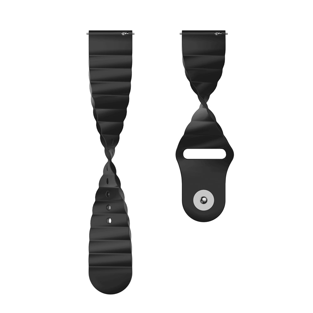 Wave Style Silicone Watch Band For Samsung Galaxy Watch 42/46mm Gear S3 Frontier/Classic(Black)