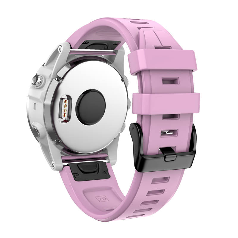 Silicone Replacement Band 20mm Quick Release Easy Fit For Garmin Fenix 5S/5S Plus/6S/6S Pro Smartwatch Black Steel Buckle-Pink