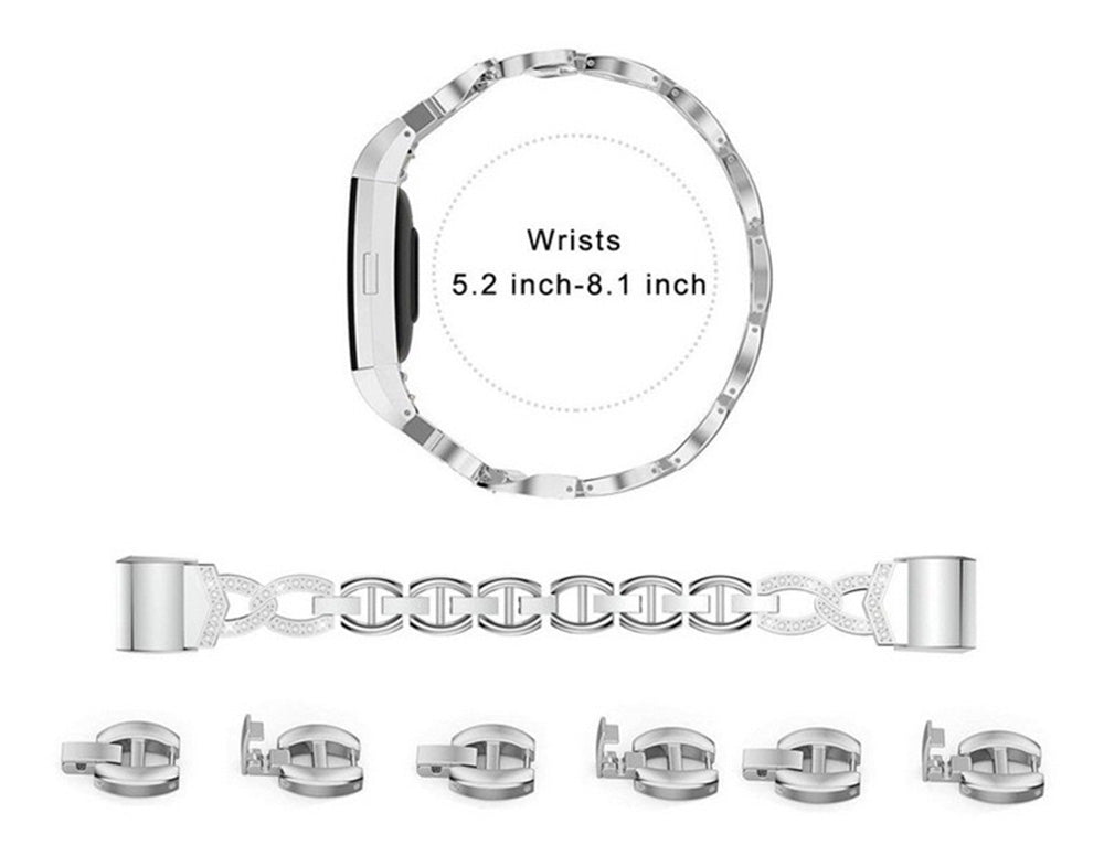 VO Bling Stainless Steel Apple Watch Band Adjustable Wristbands for Apple IWatch Series SE/1/2/3/4/5/6 For Women-Silver