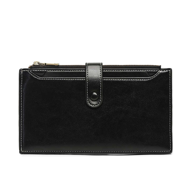 Womens Wallet RFID Blocking Credit Card Holder Large Capacity Bifold Multi Card Case with Zipper Pocket-Black