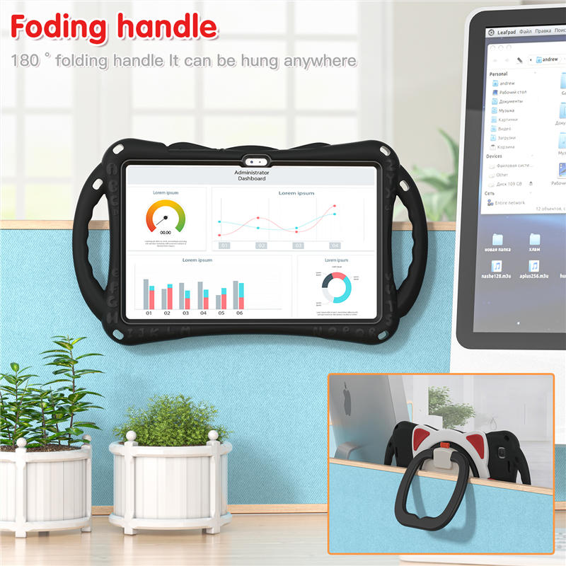 CatB Samsung Tablt Case for Tab A7 10.4 T500/T505/T507/T505N Shockproof Shoulder Strap Handle Stand-Black Red