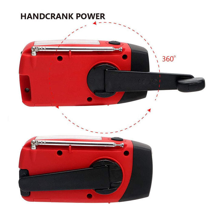 Weather Radio Hand Crank Self Powered Solar Emergency Radios With LED Flashlight-Red