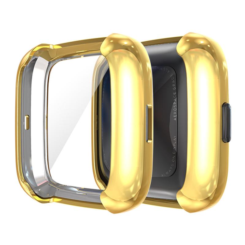 For Fitbit Versa Lite Electroplated Soft TPU Slim Watch Case -Gold