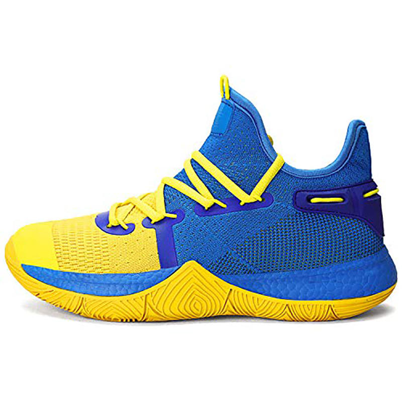 Boys Basketball Shoes Non-Slip Girls Sneakers Durable Kids Running Shoes-YellowBlue
