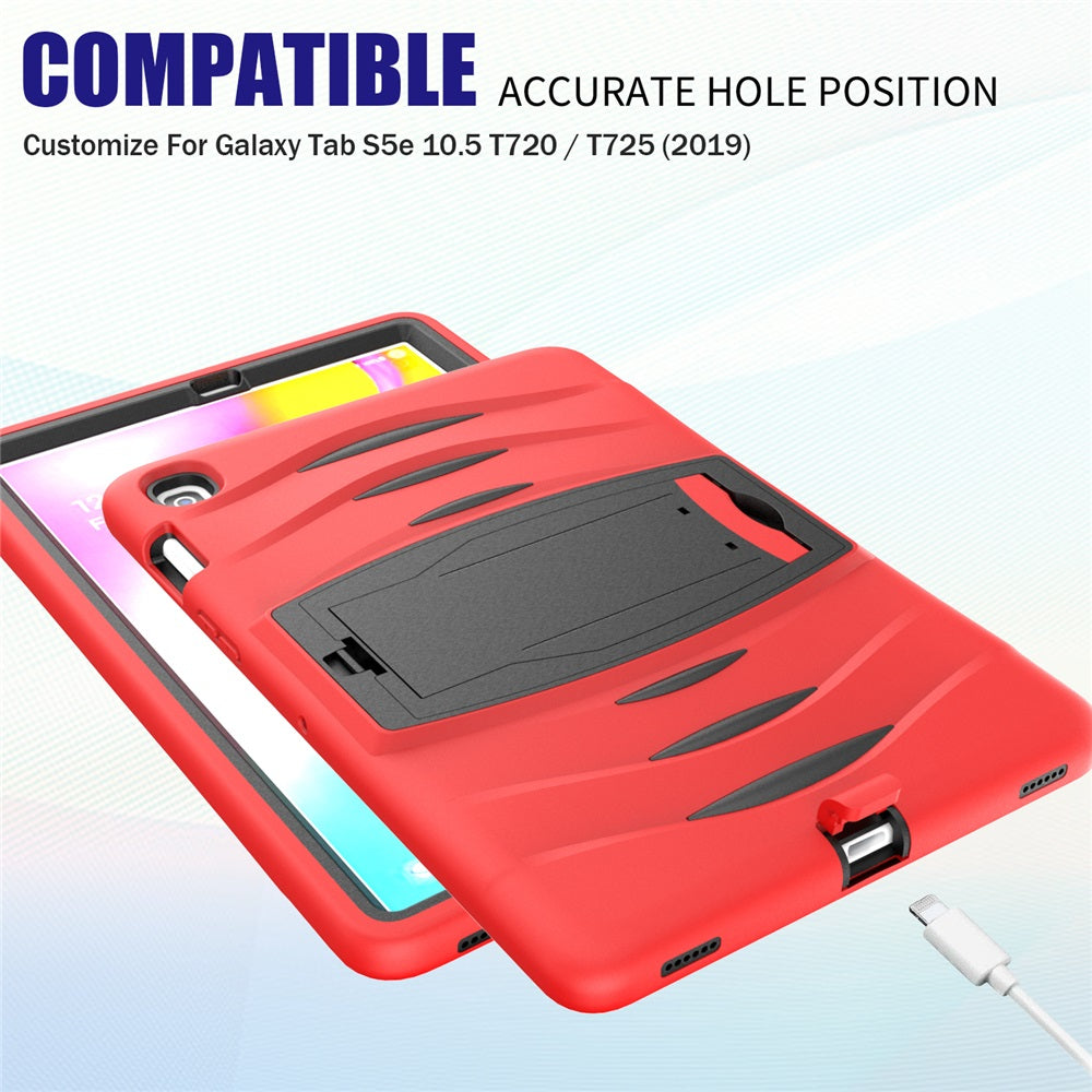 Shock Wave Kickstand Case Anti-Fall Protection For Samsung Tab S5E 10.5 T720/T725(2019)-Red