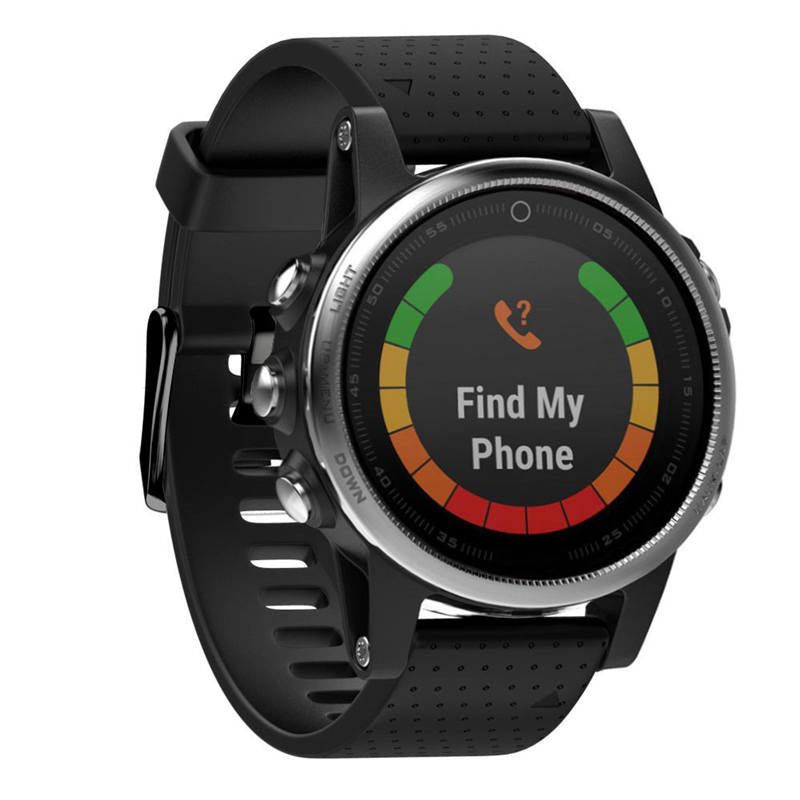 Watch Band For Garmin Fenix Fenix 5S/ 5S Plus/6S/ 6S Pro Soft Silicone 20mm Replacement Strap Black Steel Buckle-Black